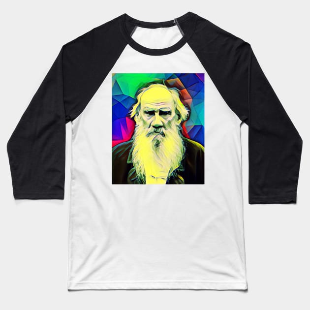 Leo Tolstoy Colourful Portrait | Leo Tolstoy Artwork 7 Baseball T-Shirt by JustLit